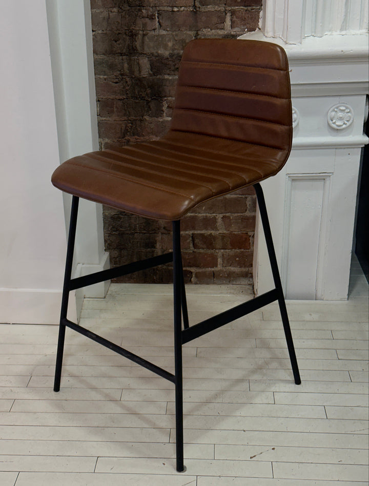 GUS* Lecture Counter Stool, Saddle Brown Leather