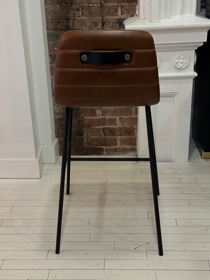 GUS* Lecture Counter Stool, Saddle Brown Leather