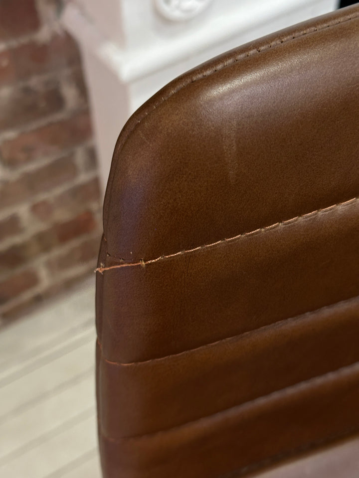 GUS* Lecture Counter Stool, Saddle Brown Leather