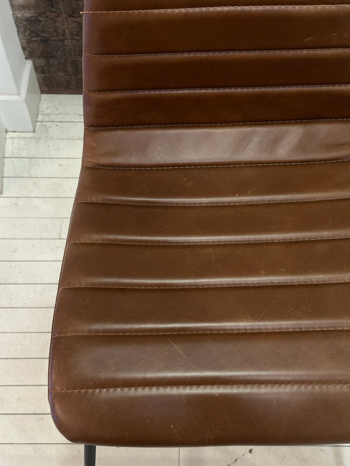 GUS* Lecture Counter Stool, Saddle Brown Leather