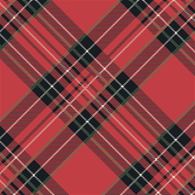 Red Plaid Cocktail Napkin