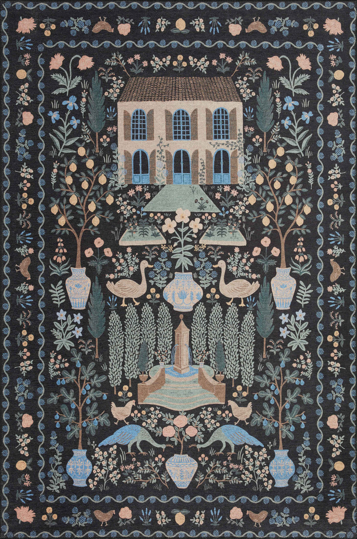 Rifle Paper Co. x Loloi Menagerie Black Rugs