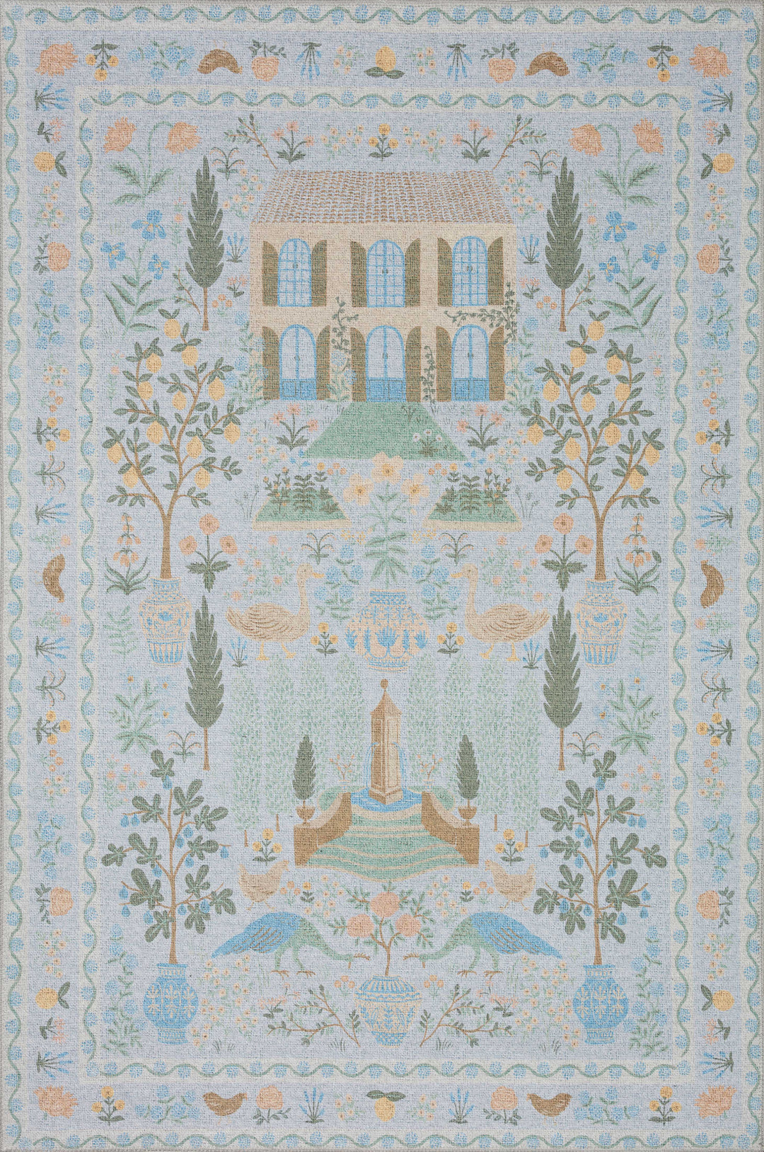 Rifle Paper Co. x Loloi Menagerie Lt. Blue Rugs