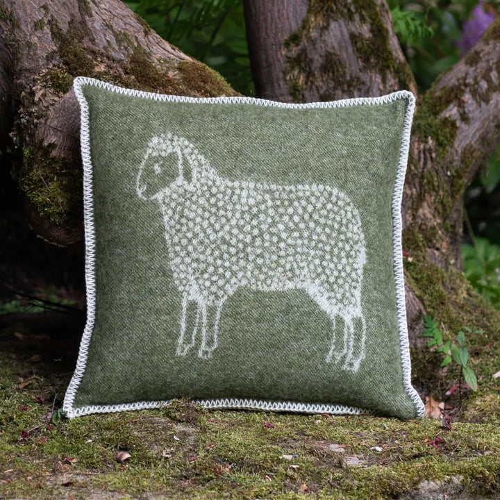 Sheep Green Wool Cushion