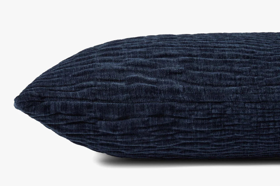 Navy Crushed Velvet Lumbar Cushion