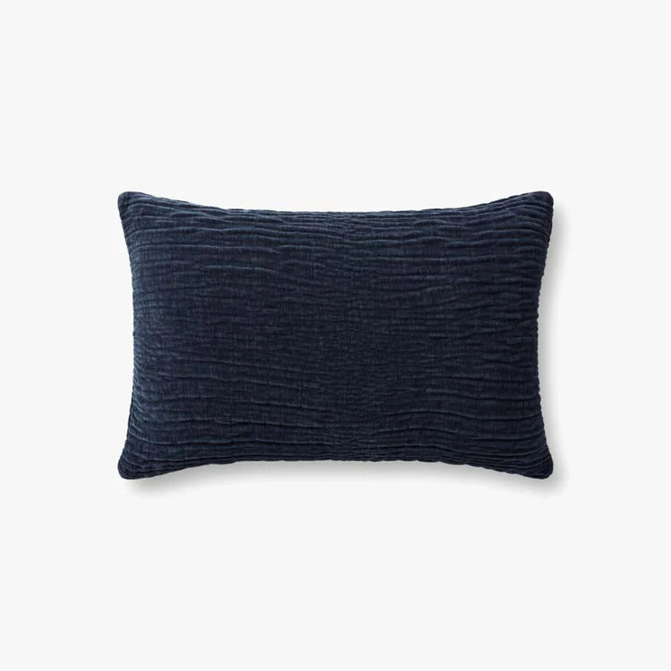 Navy Crushed Velvet Lumbar Cushion