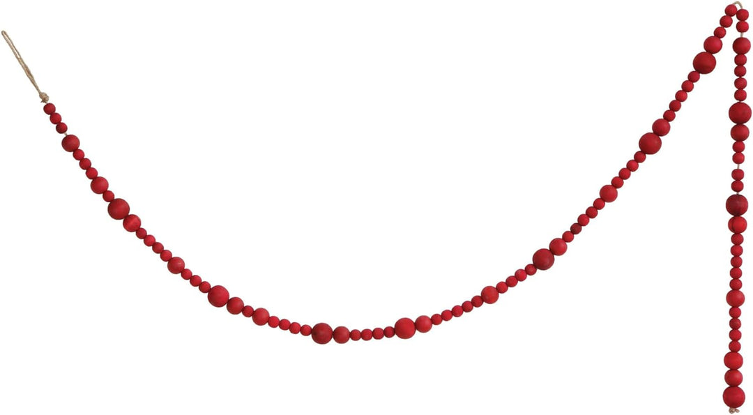 Paulowina Wood Bead Garland, Red