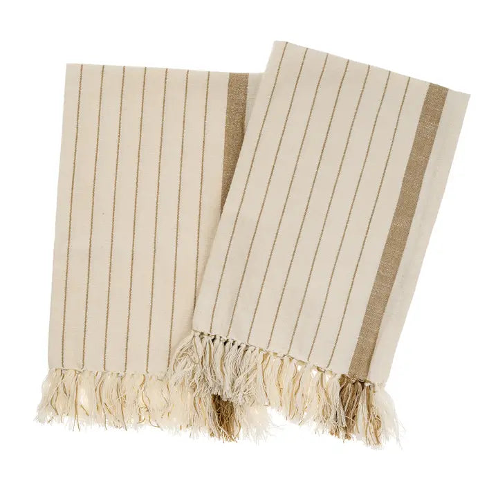 Pinstripe Hand Towels, Warm Sand