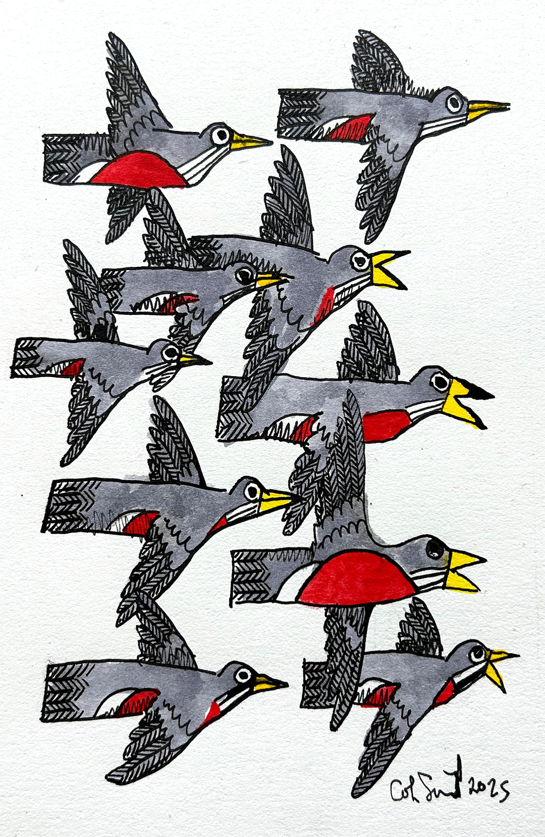 Robin 10 | Inks on Paper by Colin Smith