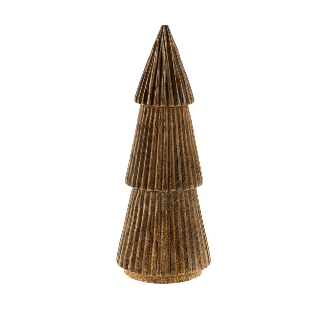 Decorative three-tiered brown pleated stand on a white background