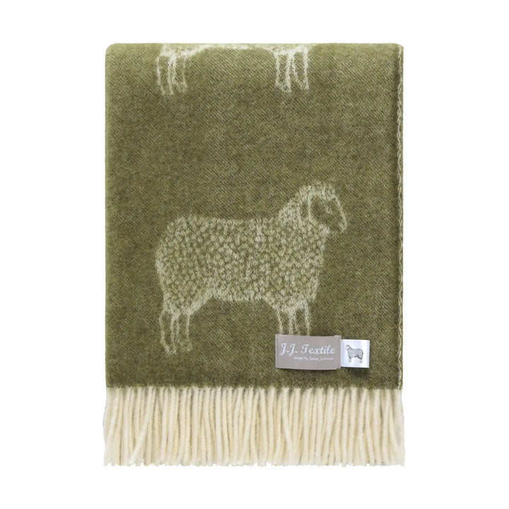 Sheep Green Wool Throw