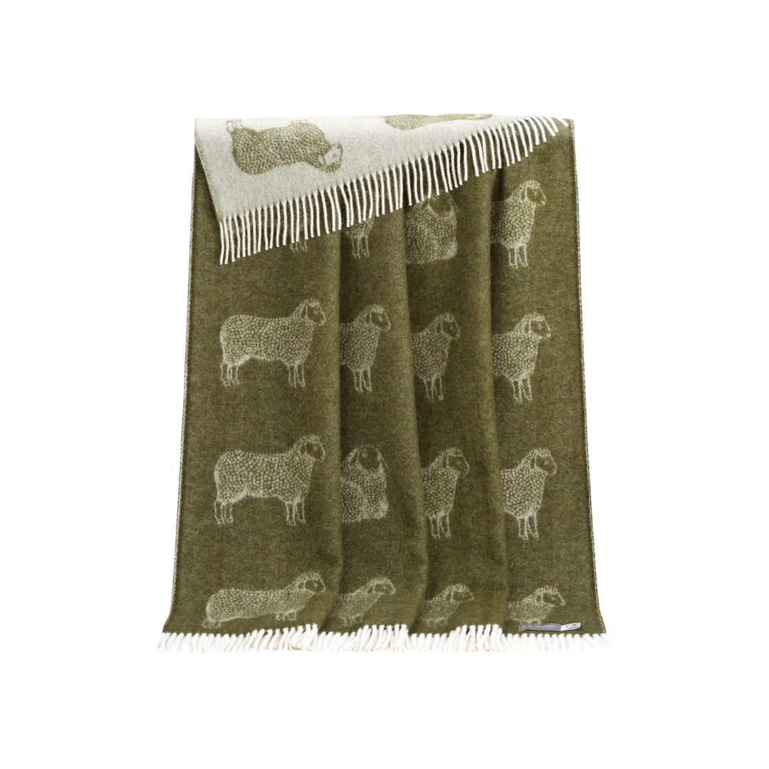 Sheep Green Wool Throw