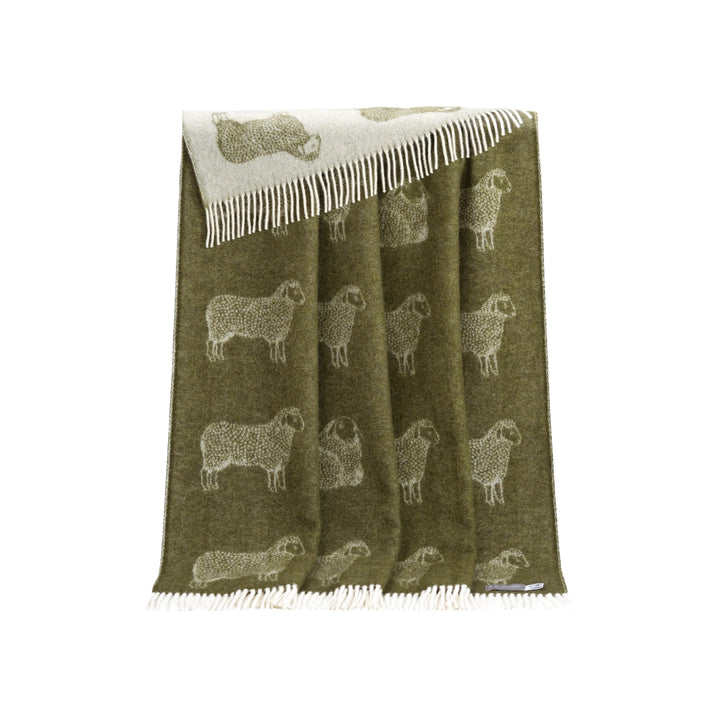 Sheep Green Wool Throw