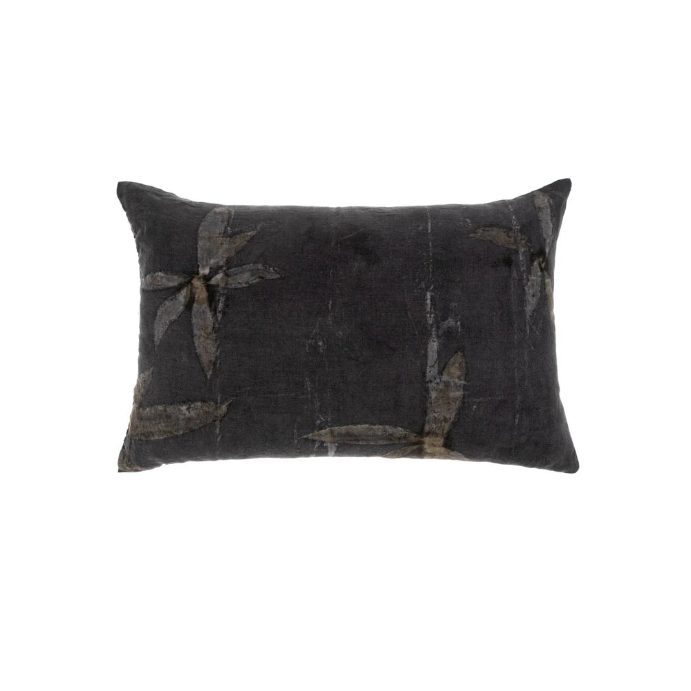 Linen Eco Print Cushion - Black