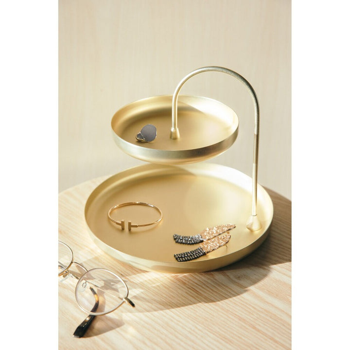 Poise Two Tiered Tray Brass