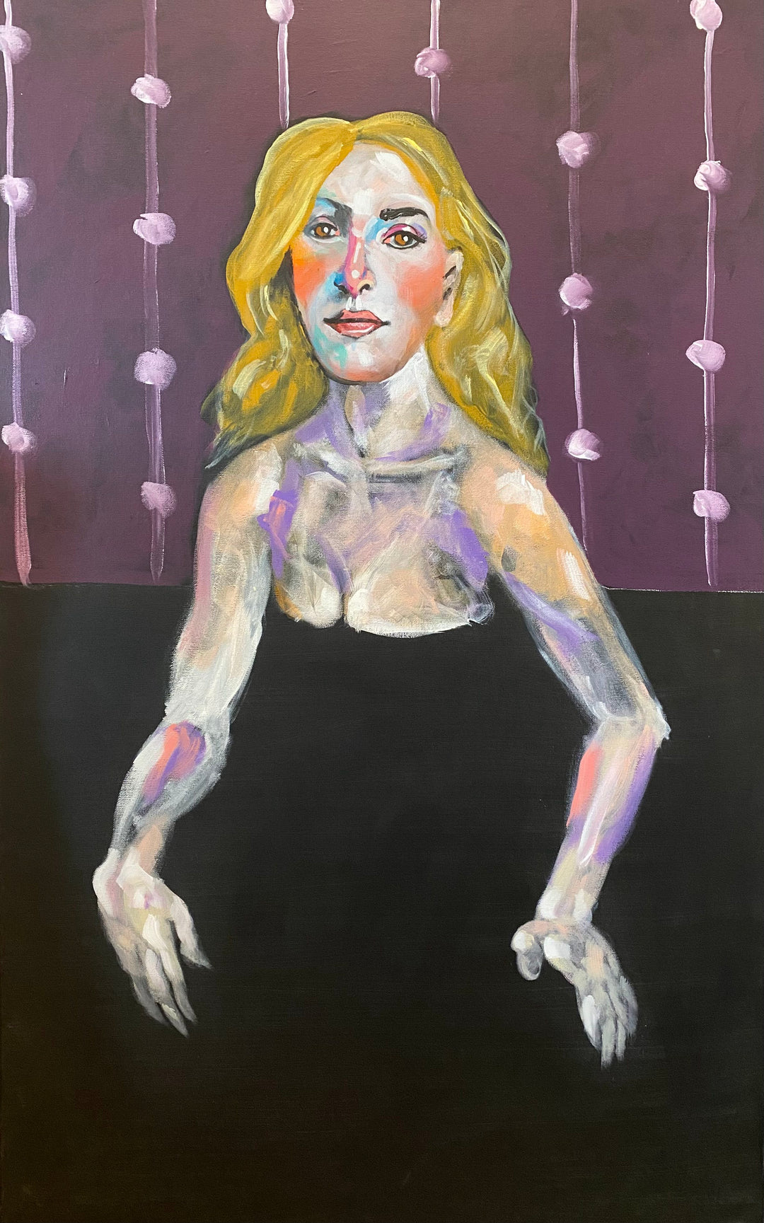  Woman in a purple room | Acrylic Painting on Canvas by Robert Moore