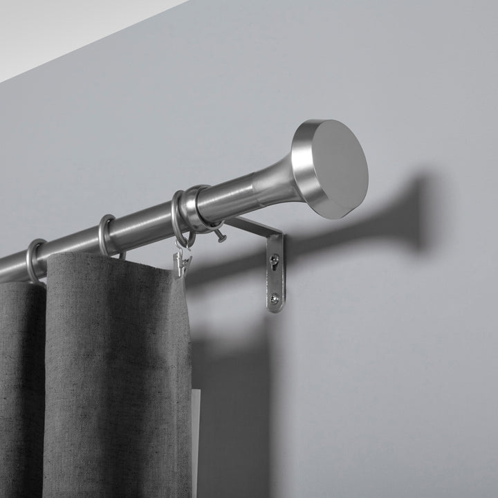 Single Curtain Rods | color: Nickel-Steel | size: 72-144"""" (183-366 cm) | diameter: 1"""" (2.5 cm)