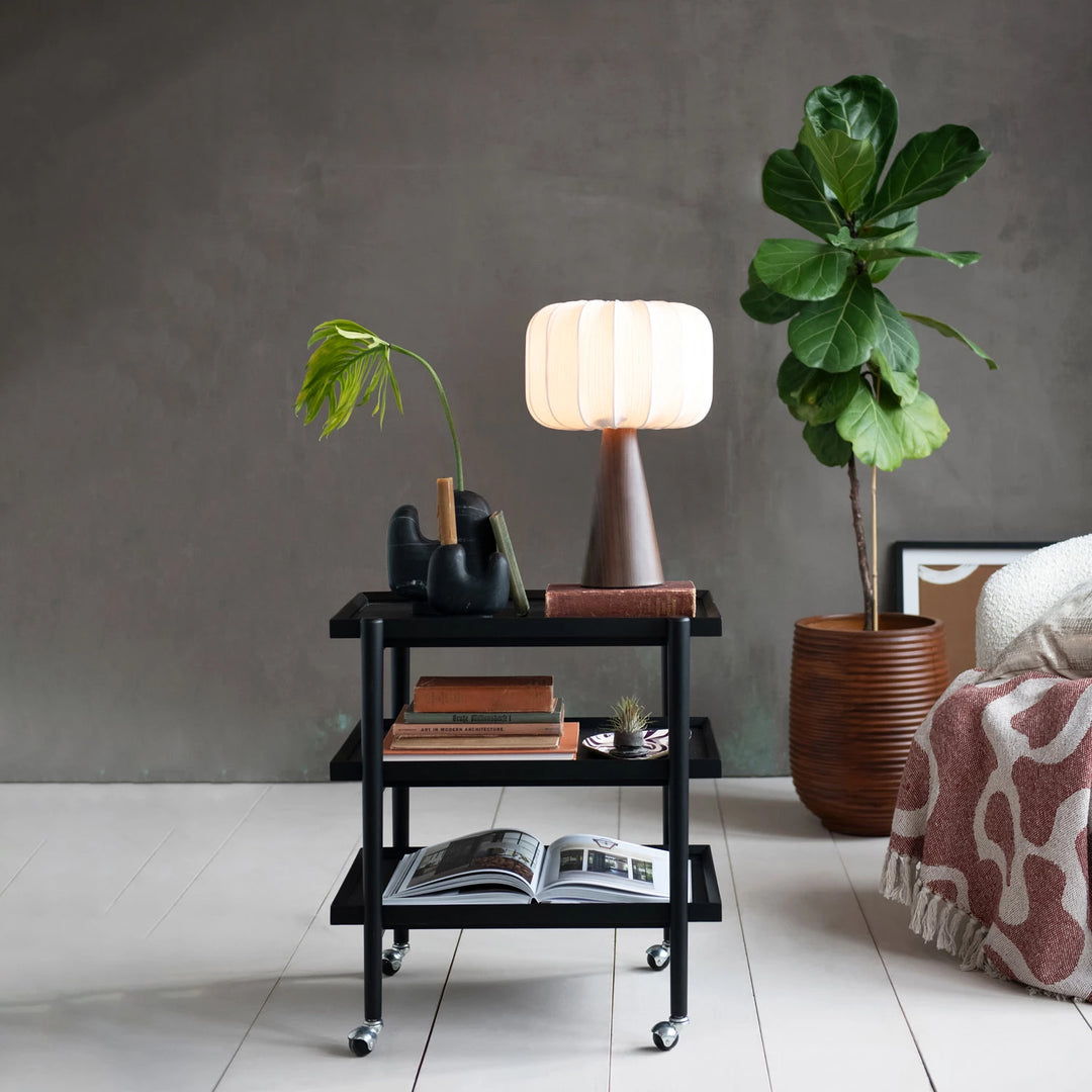 Ribbed  Stone Wood Planter