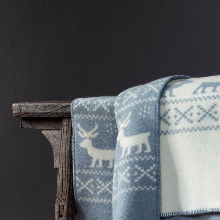Reindeer Wool Blanket, Blue