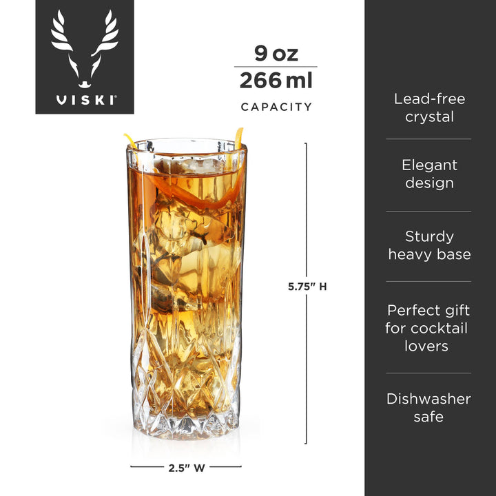 Admiral Crystal Highball Glasses - Set of 4