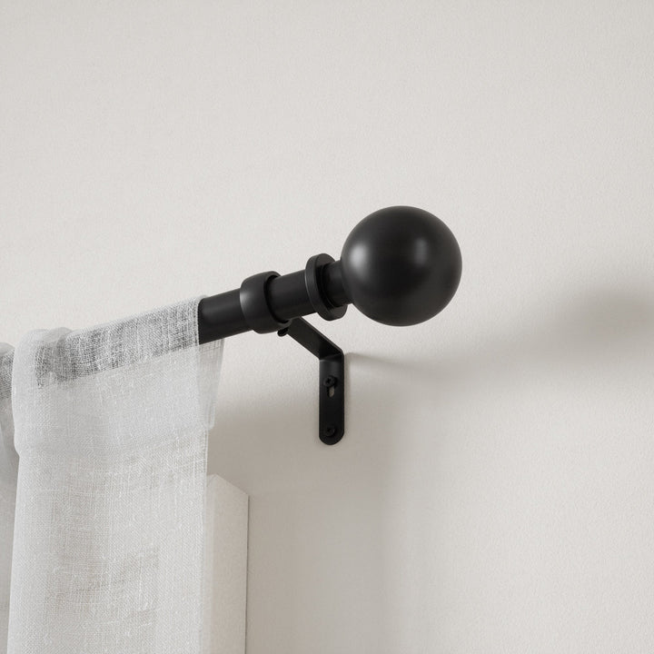 Single Curtain Rods | color: Eco-Friendly Matte Black | size: 36-72"""" (91-183 cm) | diameter: 1"""" (2.5 cm) | https://vimeo.com/684798323