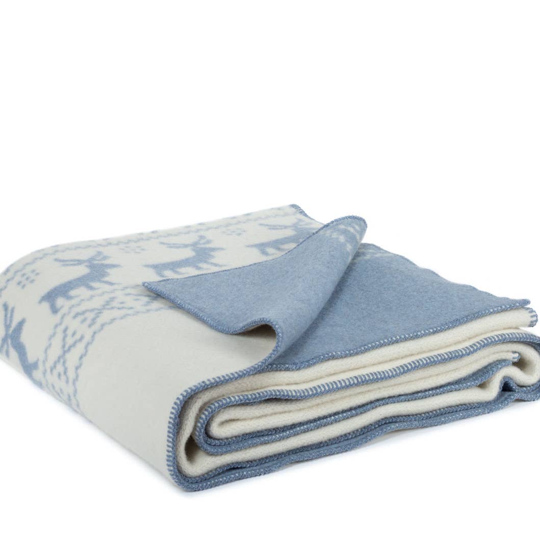 Reindeer Wool Blanket, Blue