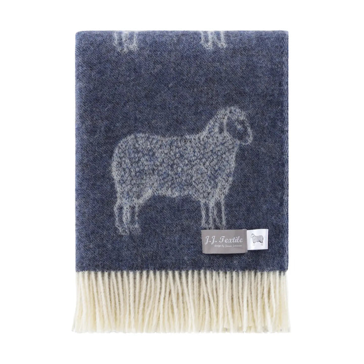 Sheep Blue Wool Throw