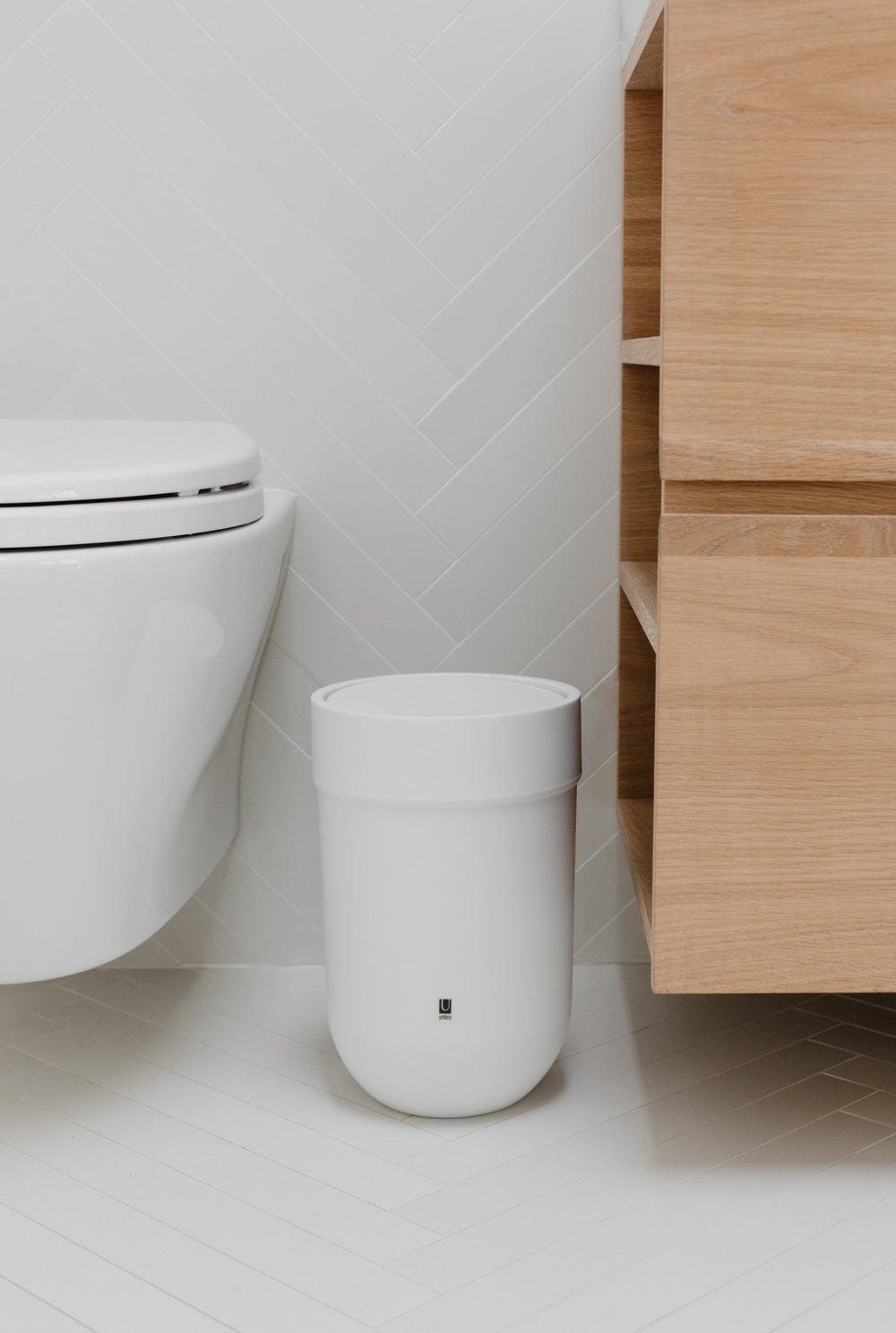 Bathroom Trash Cans | color: White | Hover