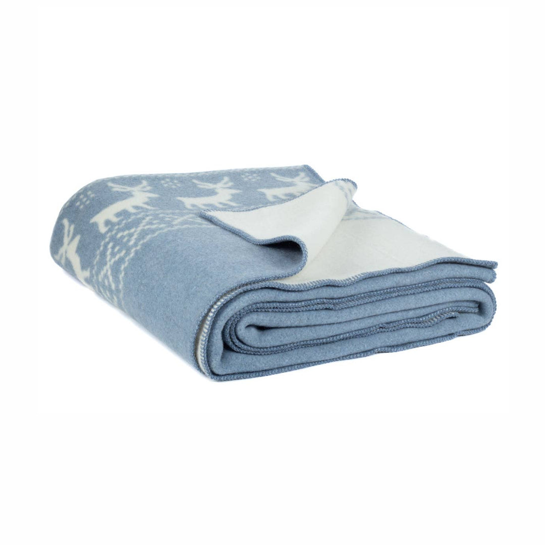Reindeer Wool Blanket, Blue