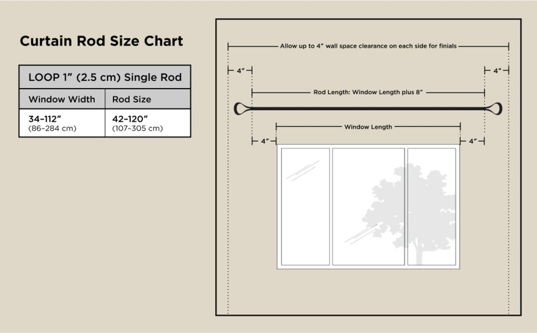 Single Curtain Rods | color: Matte-Black | size: 42-120"""" (107-305 cm) | diameter: 1"""" (2.5 cm)