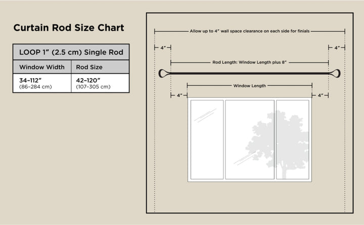 Single Curtain Rods | color: Gold | size: 42-120"""" (107-305 cm) | diameter: 1"""" (2.5 cm)