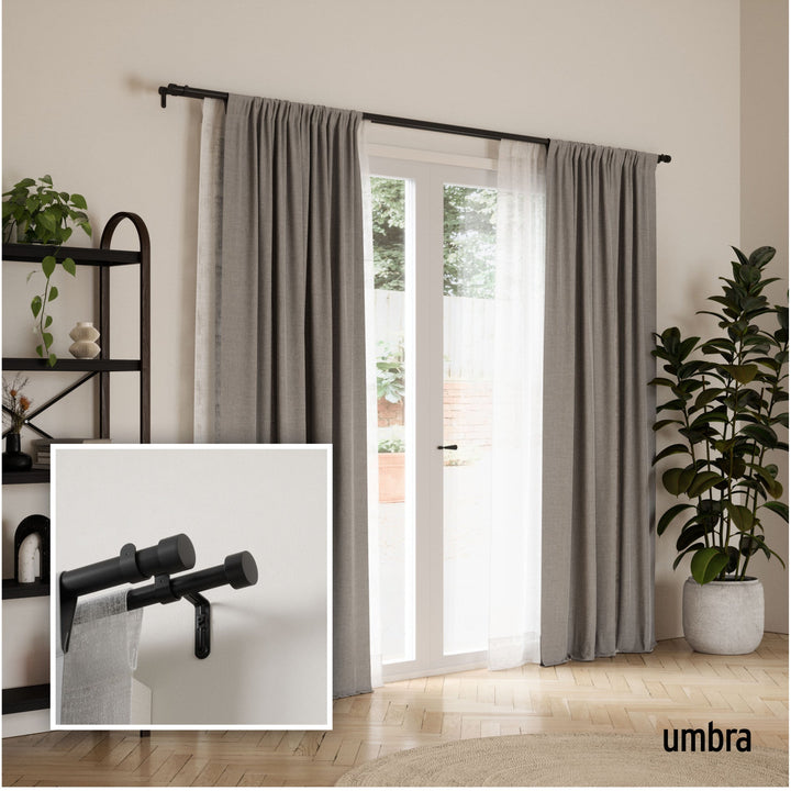 Double Curtain Rods | color: Brushed-Black | size: 120-180"""" (305-457 cm) | diameter: 1"""" (2.5 cm)