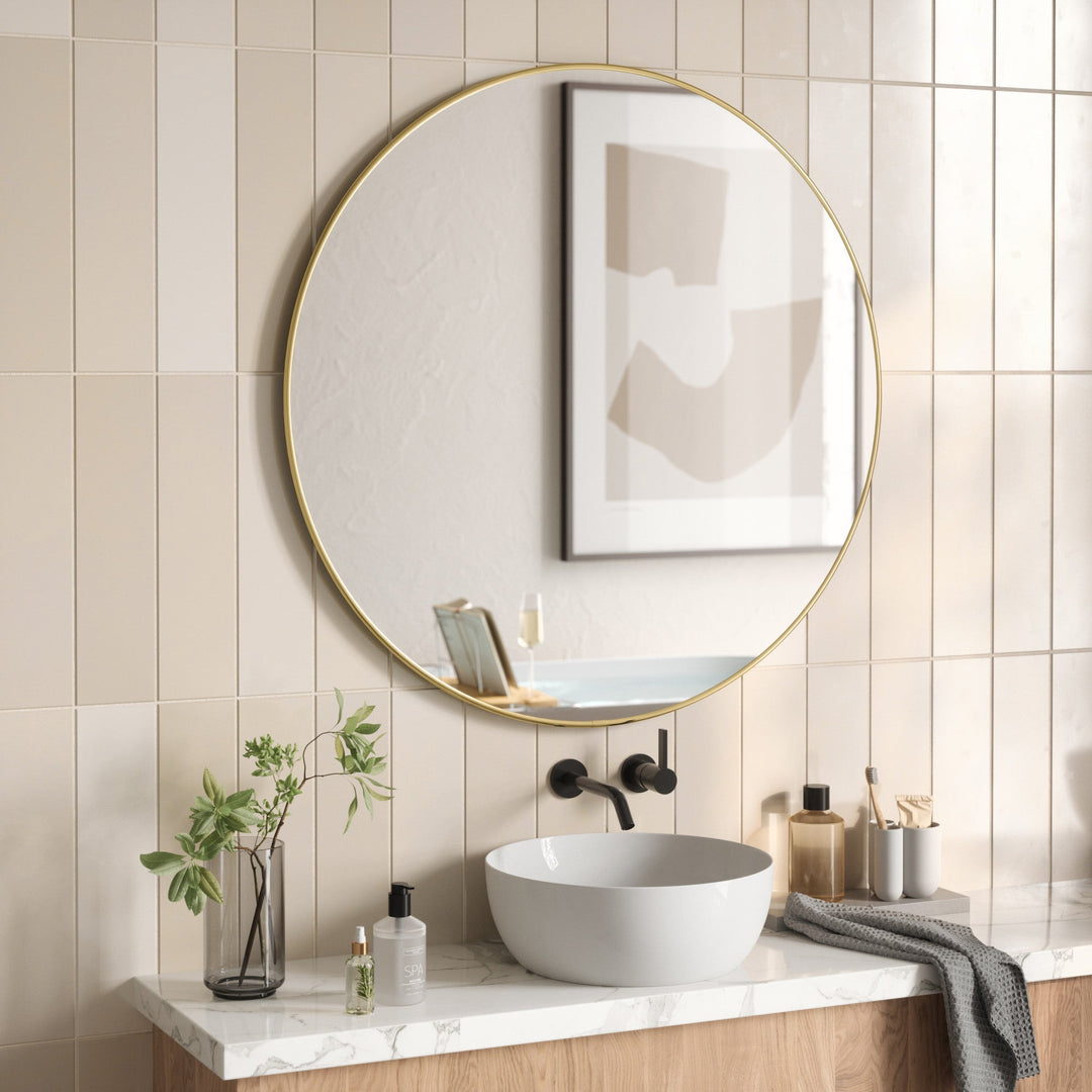 Wall Mirrors | color: Brass | size: 34"""" (86 cm)