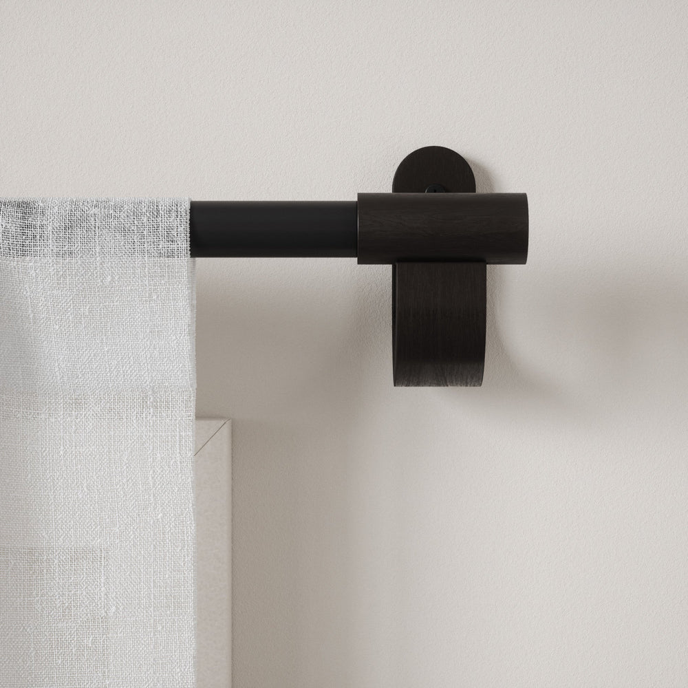 Single Curtain Rods | color: Matte-Black | size: 42-120"""" (107-305 cm) | diameter: 1"""" (2.5 cm) | Hover