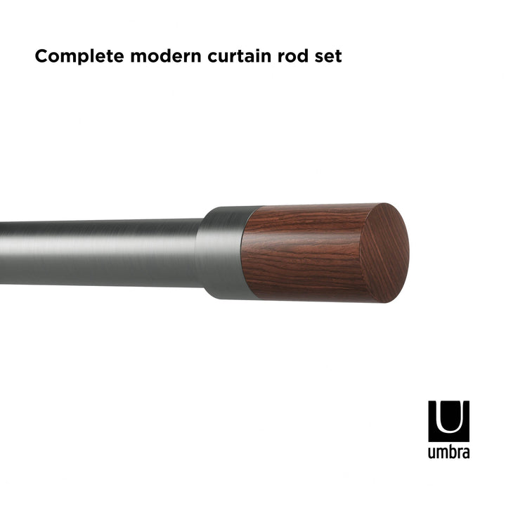 Single Curtain Rods | color: Gun-Metal | size: 36-72"""" (91-183 cm) | diameter: 1"""" (2.5 cm)