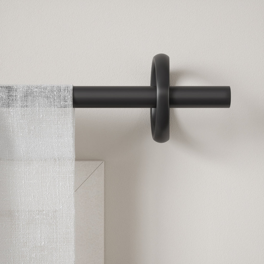 Single Curtain Rods | color: Matte-Black | size: 42-120"""" (107-305 cm) | diameter: 1"""" (2.5 cm)