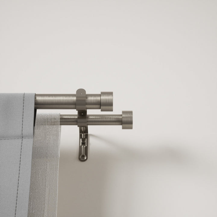 Double Curtain Rods | color: Nickel-Steel | size: 66-120""""(168-305cm) | diameter: 1""""(2.5cm) | https://vimeo.com/625708718