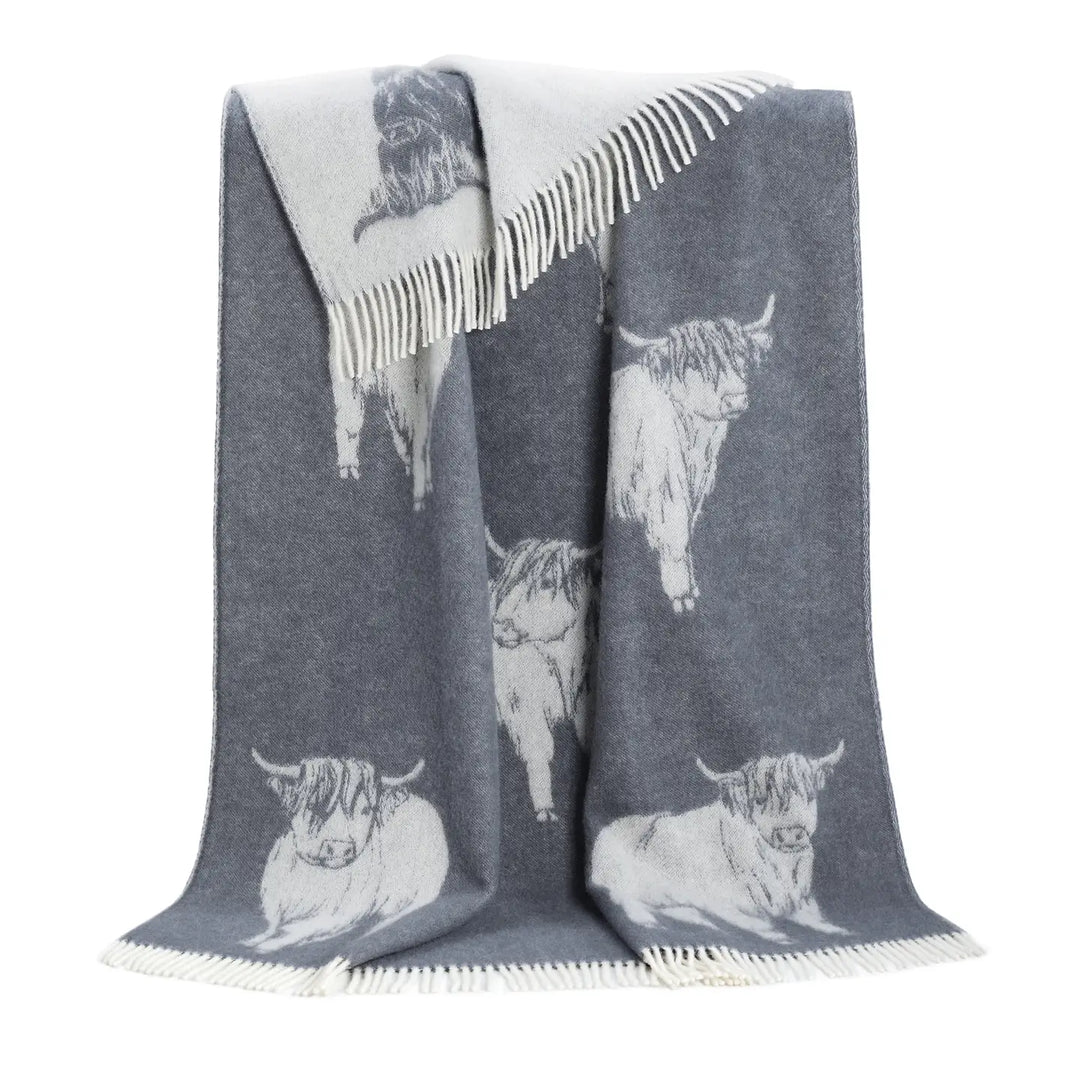 Cow Grey Wool Throw