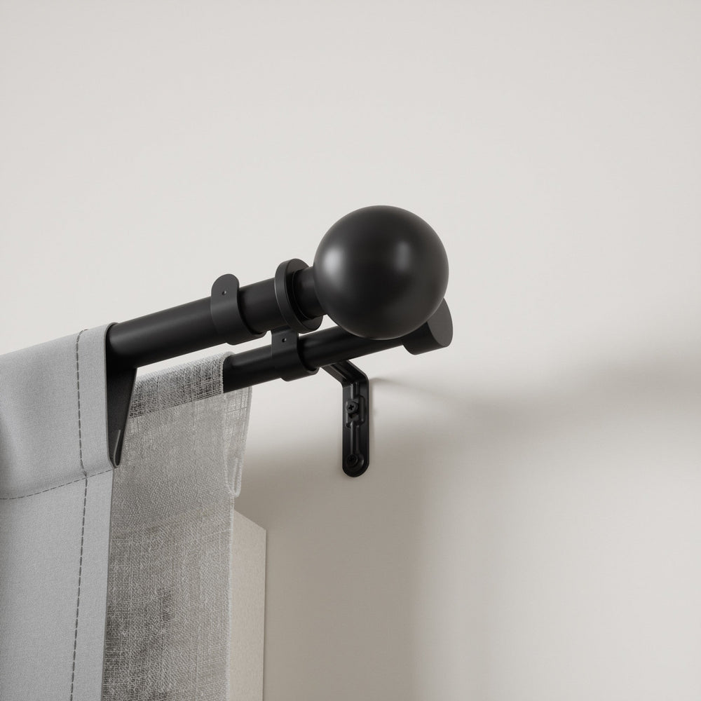 Double Curtain Rods | color: Matte-Black | size: 36-72"""" (91-183 cm) | diameter: 1"""" (2.5 cm) | Hover