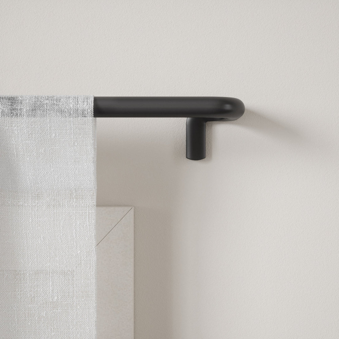 Single Curtain Rods | color: Matte-Black | size: 30-84"""" (76-213 cm) | diameter: 3/4"""" (1.9 cm) | Hover