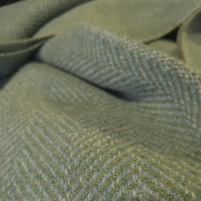 Steel Grey and Blue Azur Lambswool Blanket