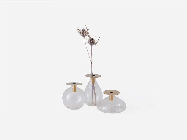Anya Glass Vase  - Wide, Brass