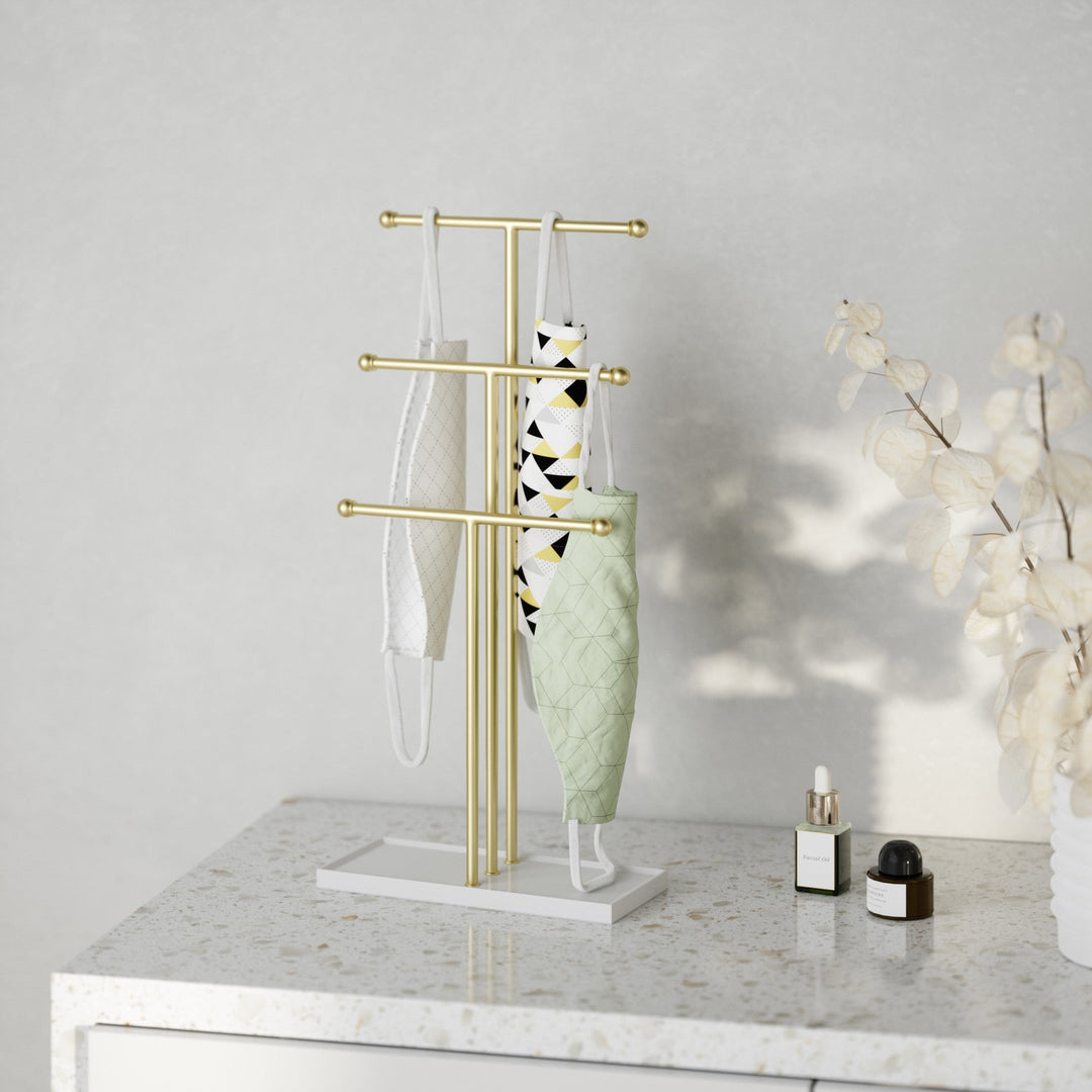 Jewelry Stands | color: White-Brass | Hover