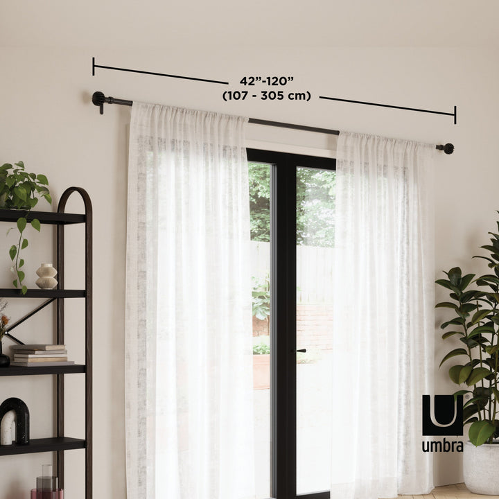 Single Curtain Rods | color: Eco-Friendly Matte-Black | size: 42-120"""" (107-305 cm) | diameter: 1"""" (2.5 cm)