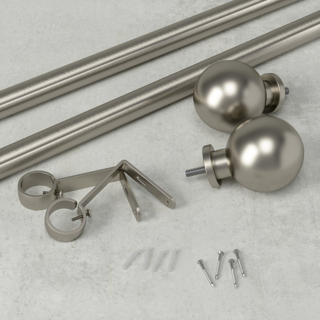 Single Curtain Rods | color: Eco-Friendly Nickel | size: 36-72"""" (91-183 cm) | diameter: 1"""" (2.5 cm)