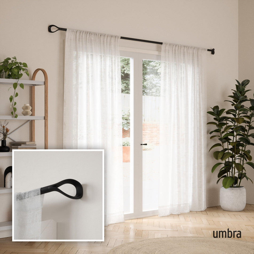 Single Curtain Rods | color: Matte-Black | size: 42-120"""" (107-305 cm) | diameter: 1"""" (2.5 cm)