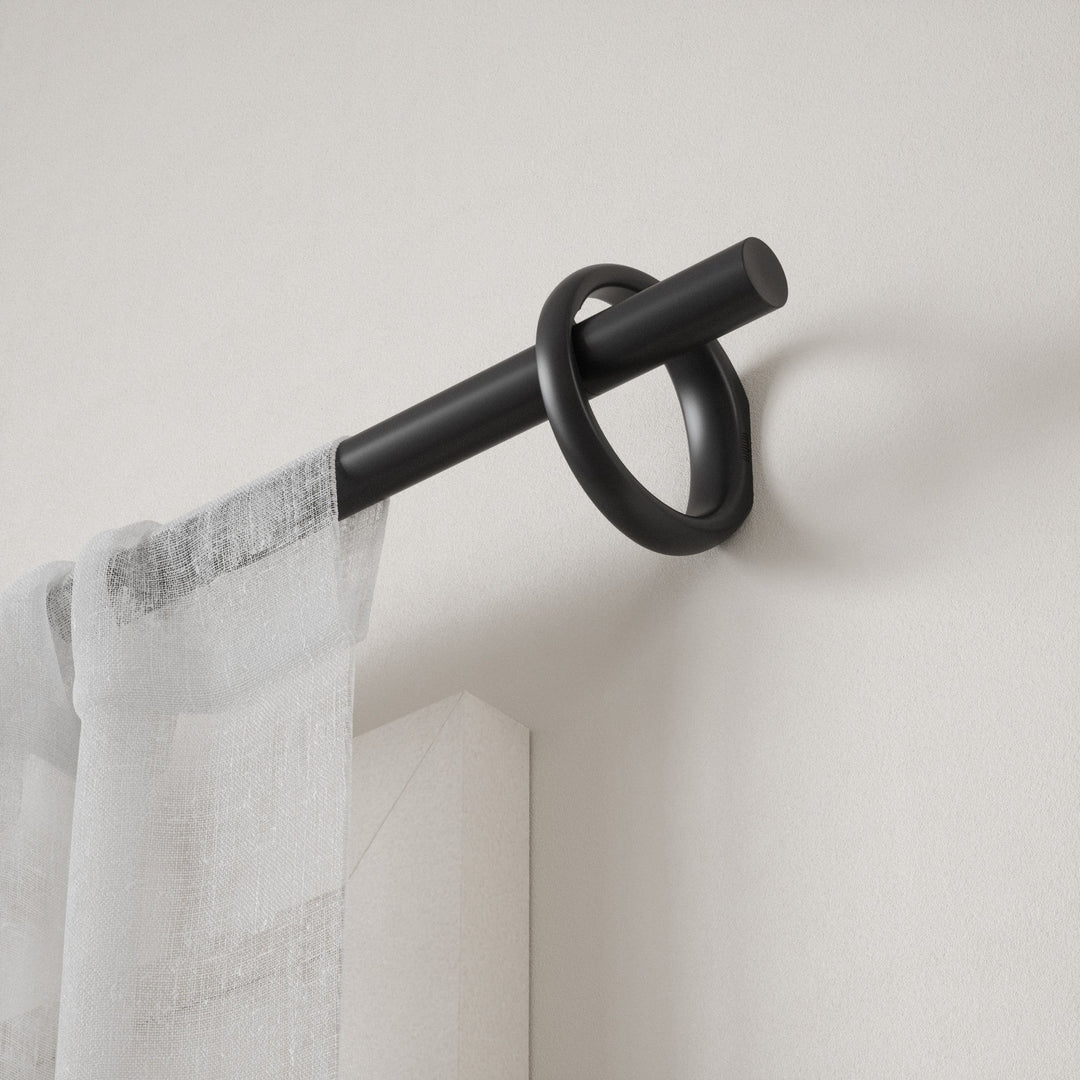 Single Curtain Rods | color: Matte-Black | size: 42-120"""" (107-305 cm) | diameter: 1"""" (2.5 cm) | Hover