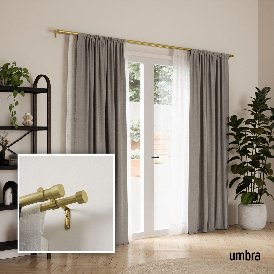 Double Curtain Rods | color: Brass | size: 36-66"""" (91-168 cm) | diameter: 1"""" (2.5 cm)