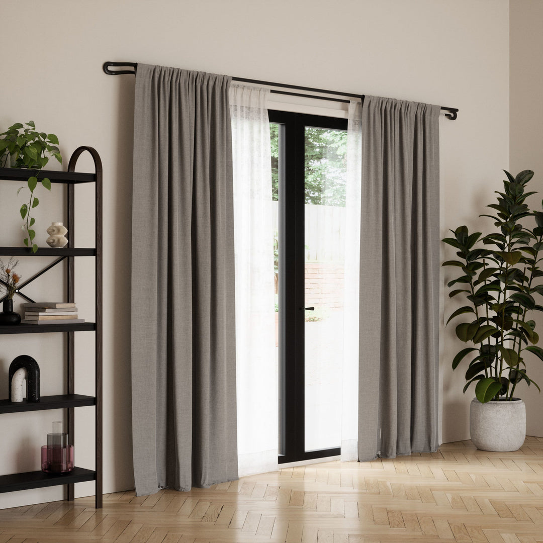 Double Curtain Rods | color: Matte-Black | size: 42-120"""" (107-305 cm) | diameter: 3/4"""" (1.9 cm)