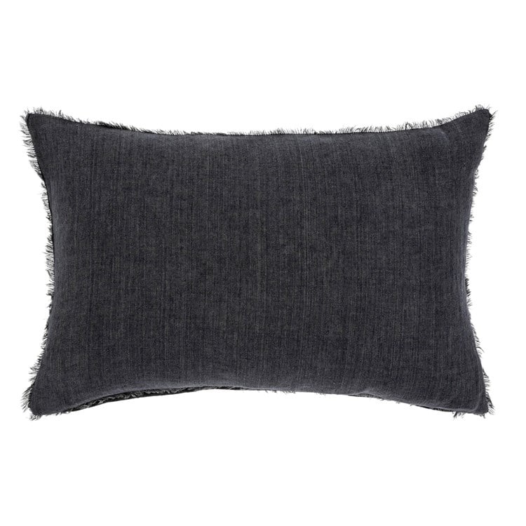 Lina Linen Cushion - Charcoal, 16"x24"